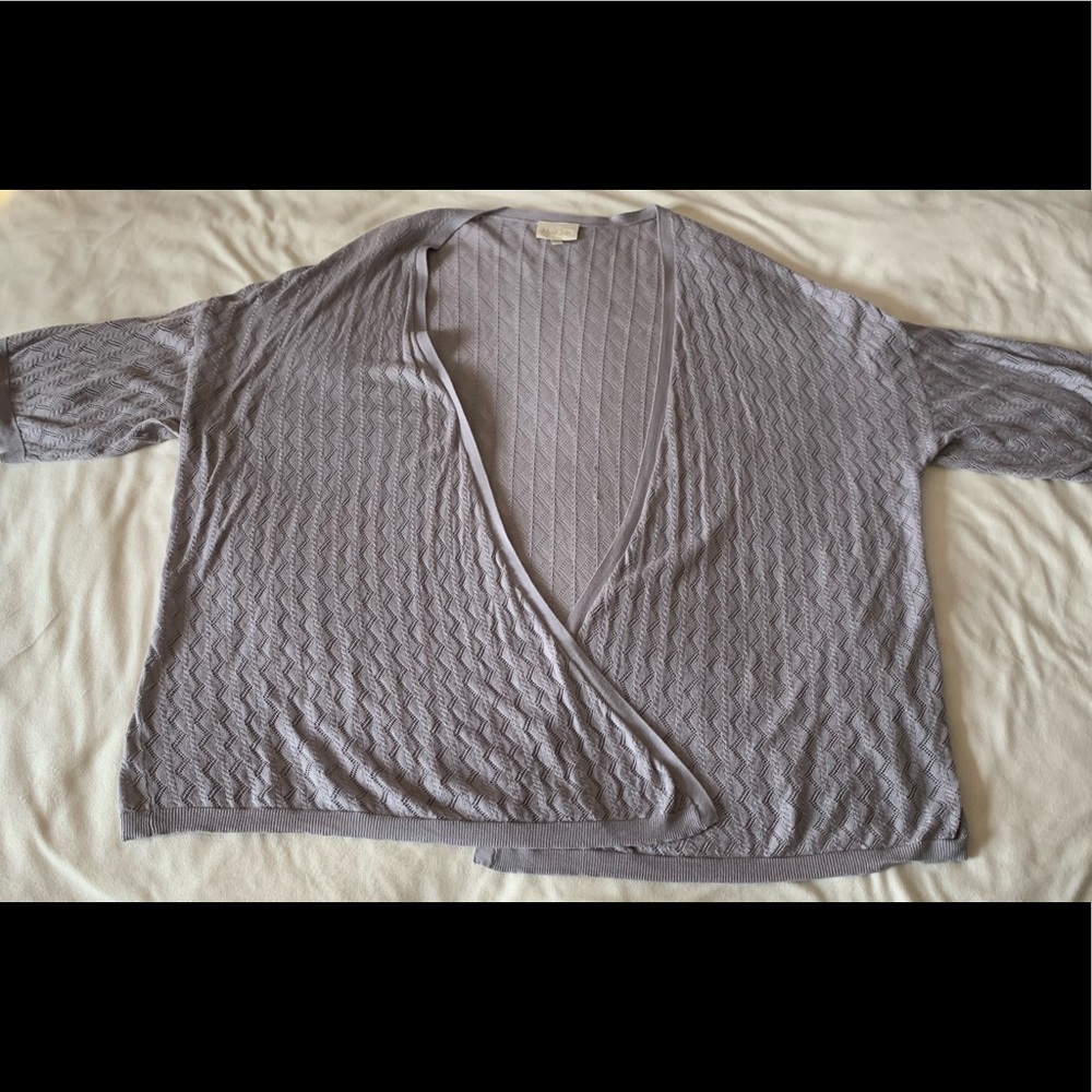 EUC pointelle open cardigan